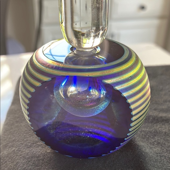 Blue and Silver Art Glass Perfume Bottle - Picture 5 of 5